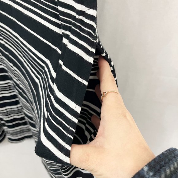 Soma Soft Jersey Swing Dress Black & White Striped Pockets Lounge - Size Large - Picture 3 of 6